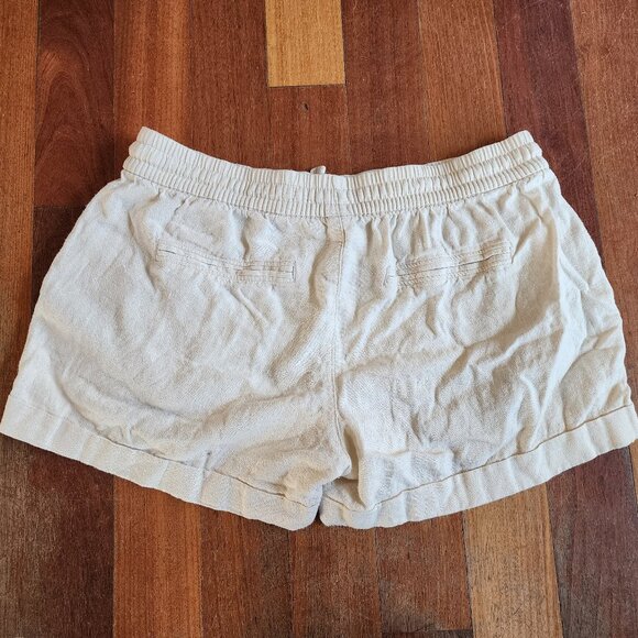 Old Navy Cream Linen Blend Elastic Waist Shorts Size Medium - Picture 7 of 9